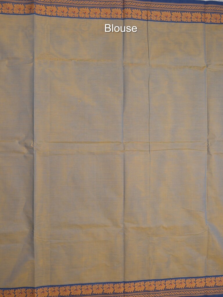 Kanchi cotton saree allover motifs with contrast border and attached self blouse