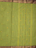 Kanchi cotton saree allover motifs with contrast border and attached self blouse