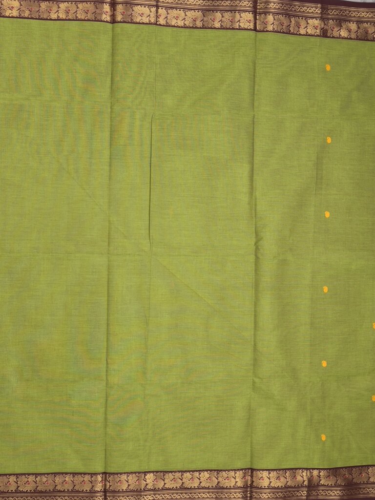 Kanchi cotton saree allover motifs with contrast border and attached self blouse