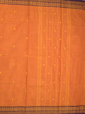 Kanchi cotton saree allover motifs with contrast border and attached self blouse