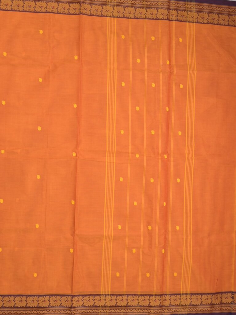 Kanchi cotton saree allover motifs with contrast border and attached self blouse