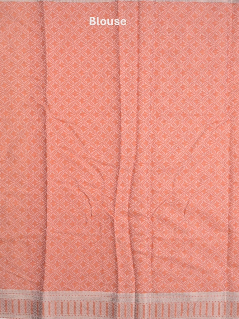 Chanderi fancy saree in white color with allover weaves and zari border with contrast pallu and blouse