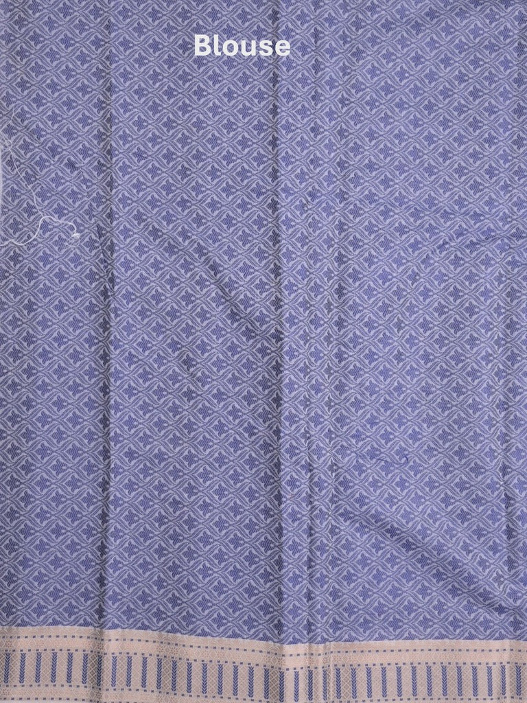 Chanderi fancy saree in white color with allover weaves and zari border with contrast pallu and blouse