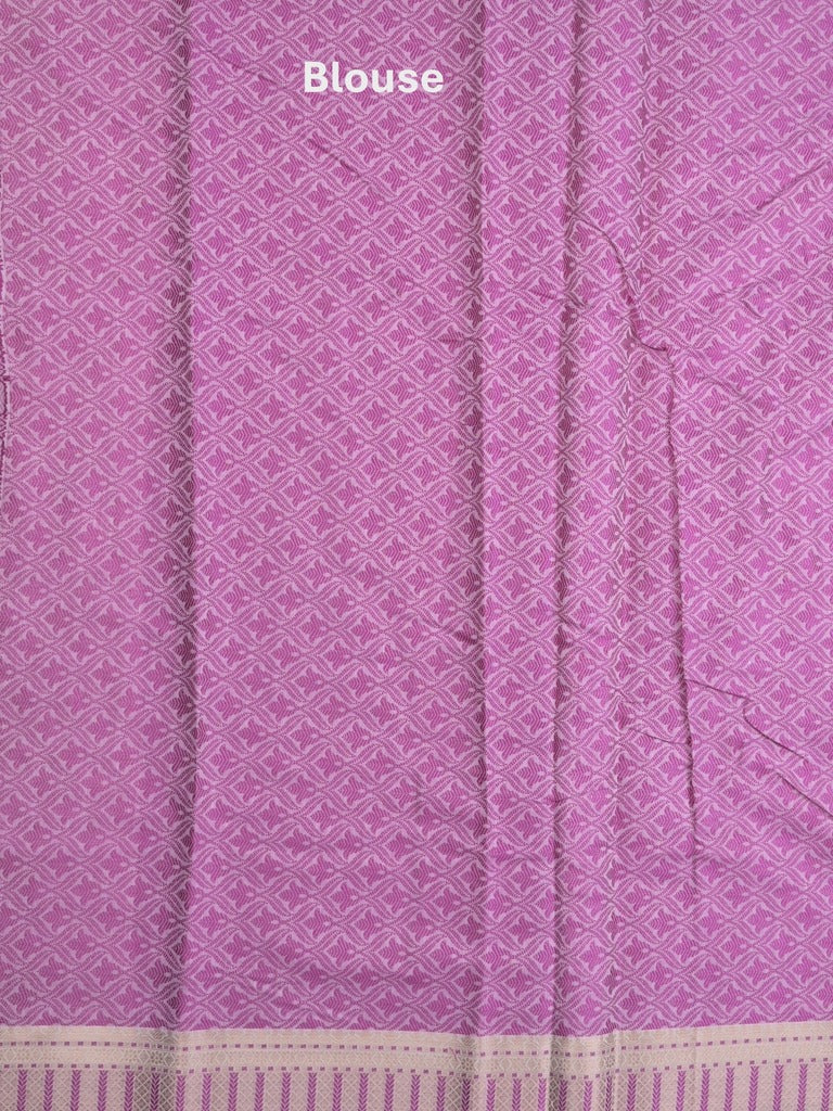 Chanderi fancy saree in white color with allover weaves and zari border with contrast pallu and blouse