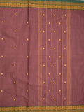 Kanchi cotton saree allover motifs with contrast border and attached self blouse