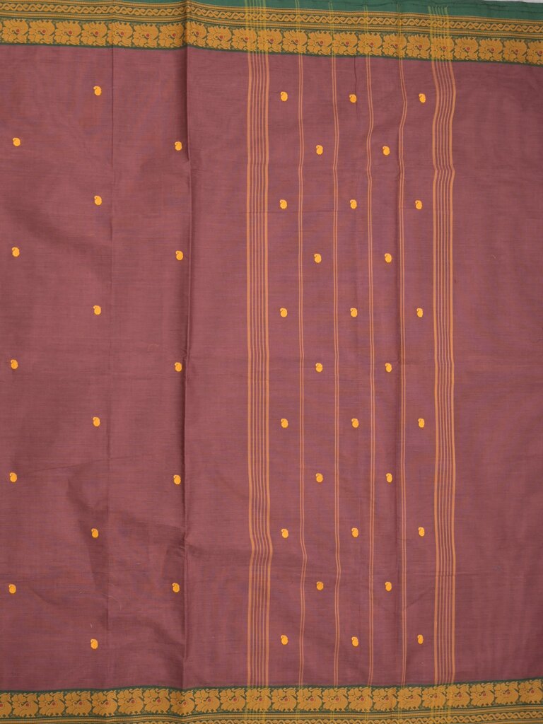 Kanchi cotton saree allover motifs with contrast border and attached self blouse