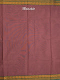 Kanchi cotton saree allover motifs with contrast border and attached self blouse