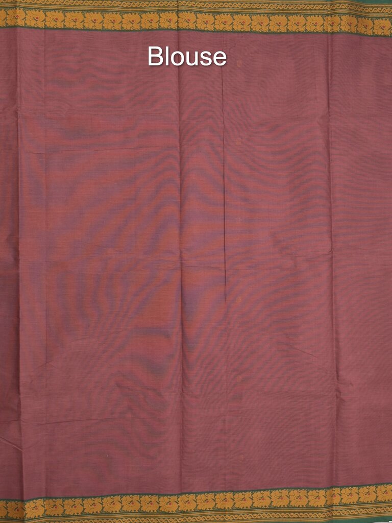 Kanchi cotton saree allover motifs with contrast border and attached self blouse