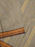 Kanchi cotton saree allover motifs with contrast border and attached self blouse