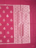 Chanderi fancy saree pink color allover zari motifs and zari border with brocade pallu and blouse