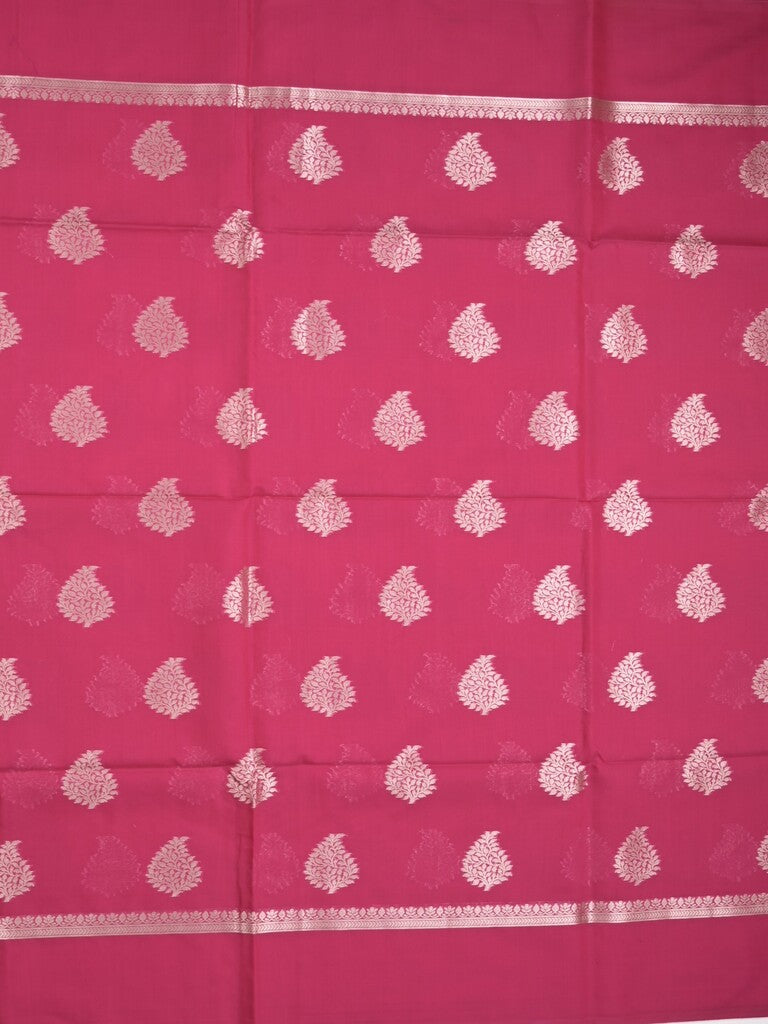 Chanderi fancy saree pink color allover zari motifs and zari border with brocade pallu and blouse