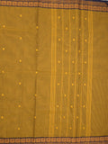 Kanchi cotton saree allover motifs with contrast border and attached self blouse