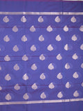 Chanderi fancy saree royal blue color allover zari motifs and zari border with brocade pallu and blouse