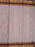 Kanchi cotton saree allover motifs with contrast border and attached self blouse