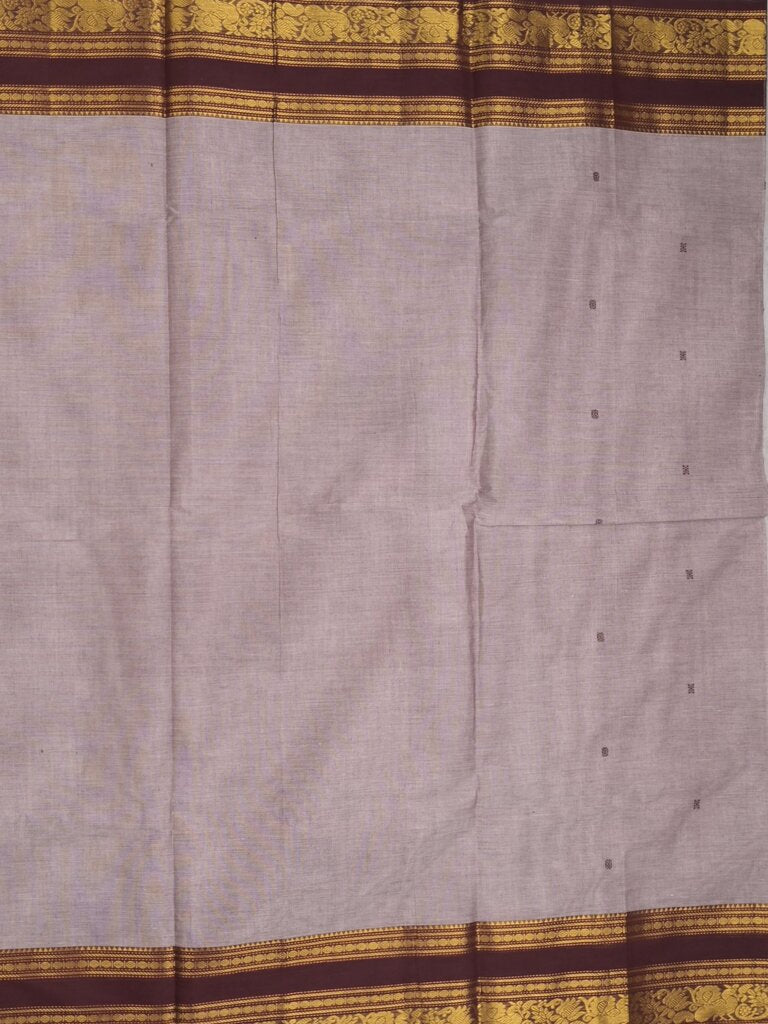 Kanchi cotton saree allover motifs with contrast border and attached self blouse