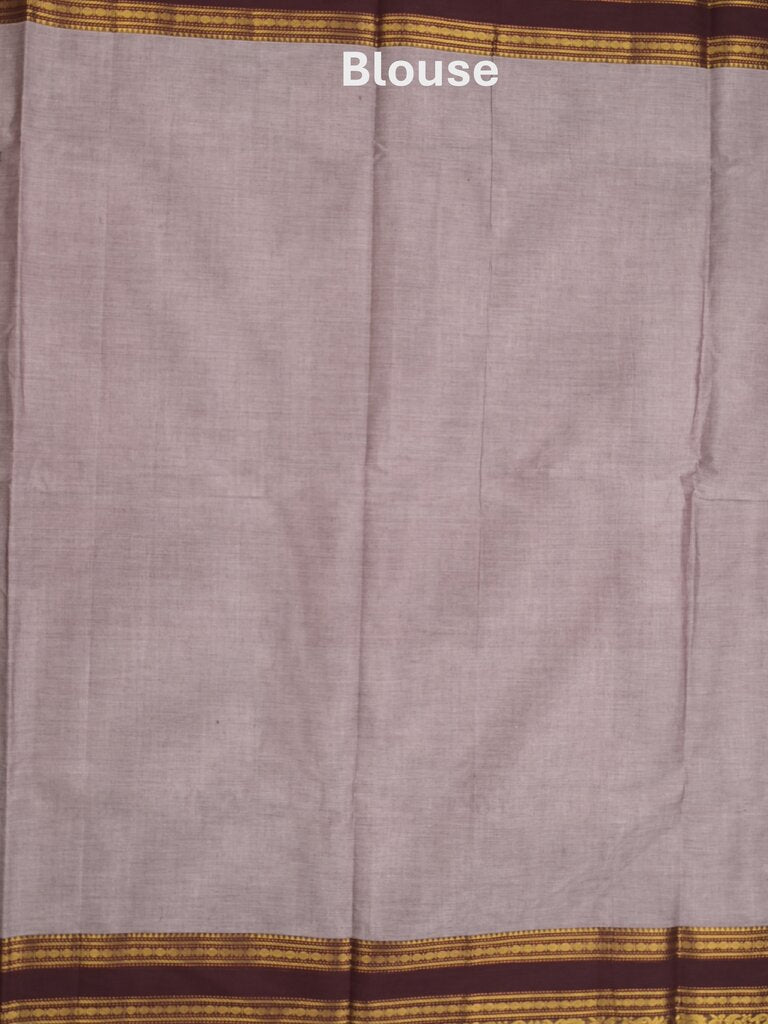 Kanchi cotton saree allover motifs with contrast border and attached self blouse