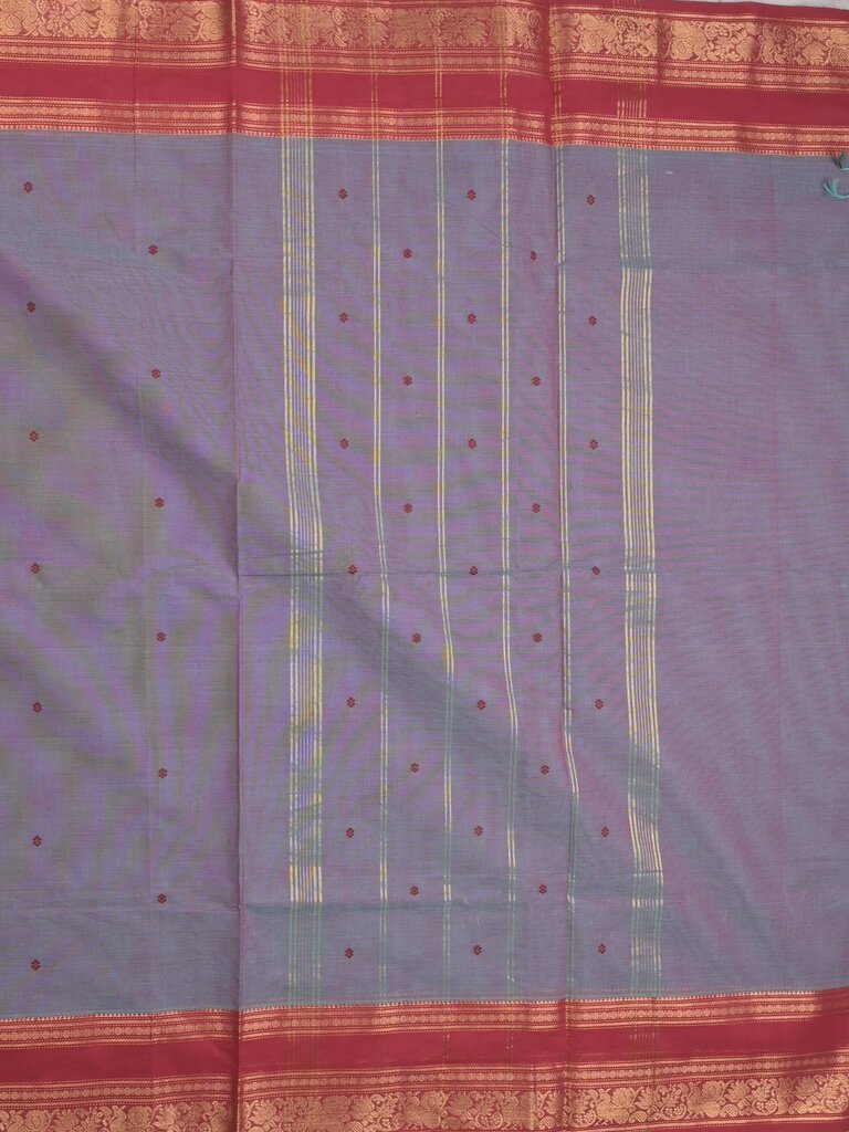 Kanchi cotton saree allover motifs with contrast border and attached self blouse