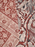 Kalamakari cotton saree red color allover prints & printed border with printed pallu and contrast blouse