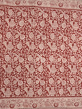 Kalamakari cotton saree red color allover prints & printed border with printed pallu and contrast blouse