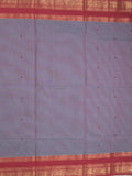 Kanchi cotton saree allover motifs with contrast border and attached self blouse