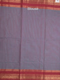 Kanchi cotton saree allover motifs with contrast border and attached self blouse