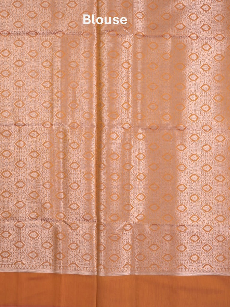 Chanderi fancy saree bronze color allover zari motifs and zari border with brocade pallu and blouse