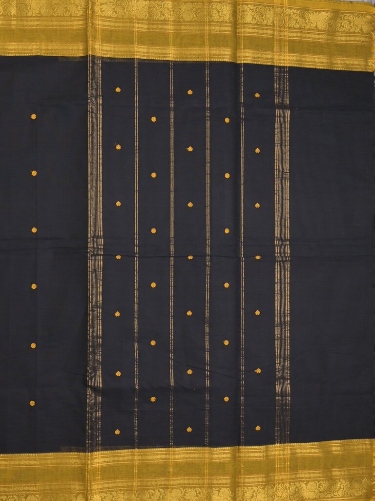 Kanchi cotton saree allover motifs with contrast border and attached self blouse
