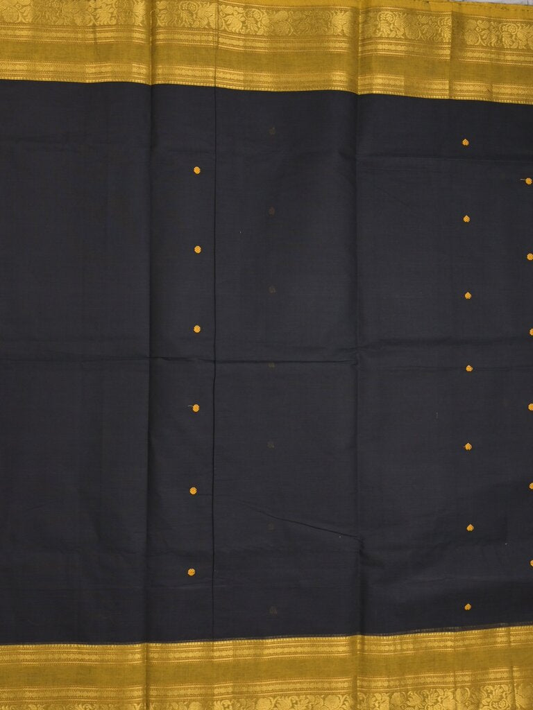 Kanchi cotton saree allover motifs with contrast border and attached self blouse