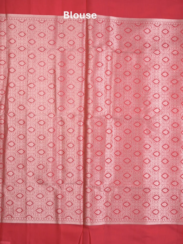 Chanderi fancy saree red color allover zari motifs and zari border with brocade pallu and blouse