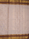 Kanchi cotton saree allover motifs with contrast border and attached self blouse