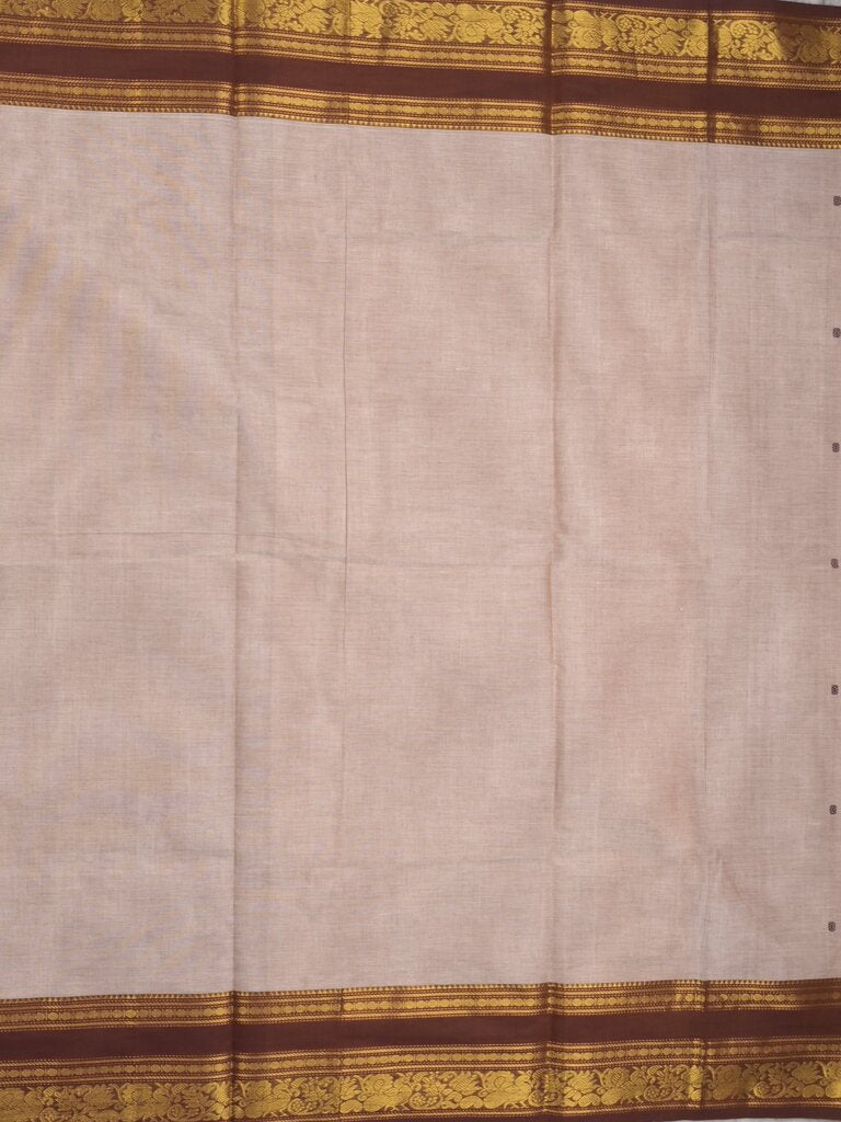 Kanchi cotton saree allover motifs with contrast border and attached self blouse