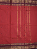 Kanchi cotton saree allover motifs with contrast border and attached self blouse