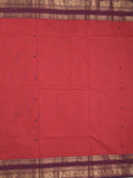 Kanchi cotton saree allover motifs with contrast border and attached self blouse