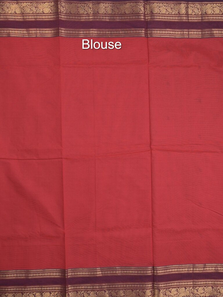 Kanchi cotton saree allover motifs with contrast border and attached self blouse