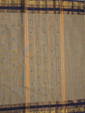 Kanchi cotton saree allover motifs with contrast border and attached self blouse
