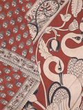 Kalamakari cotton saree maroon color allover prints & printed border with printed pallu and contrast blouse