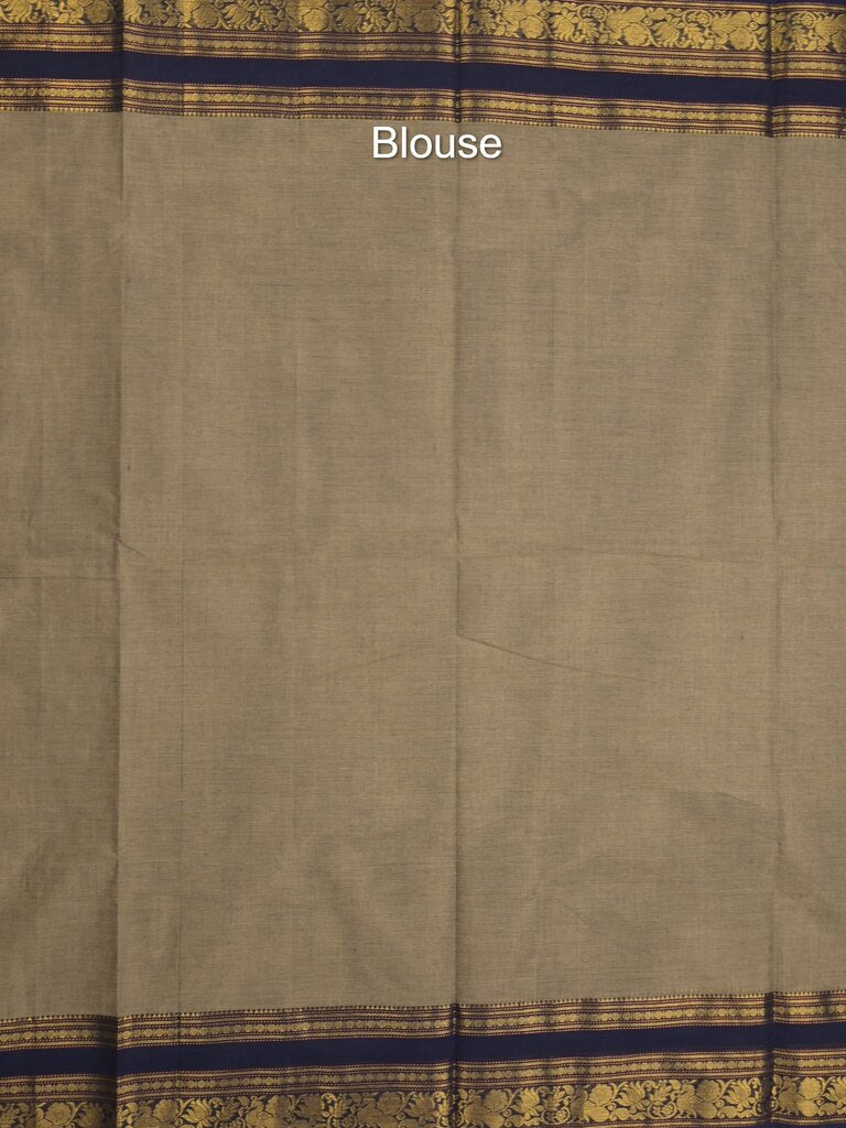 Kanchi cotton saree allover motifs with contrast border and attached self blouse