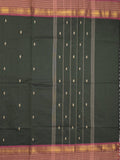 Kanchi cotton saree allover motifs with contrast border and attached self blouse