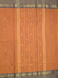 Kanchi cotton saree allover motifs with contrast border and attached self blouse
