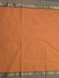 Kanchi cotton saree allover motifs with contrast border and attached self blouse