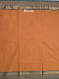 Kanchi cotton saree allover motifs with contrast border and attached self blouse