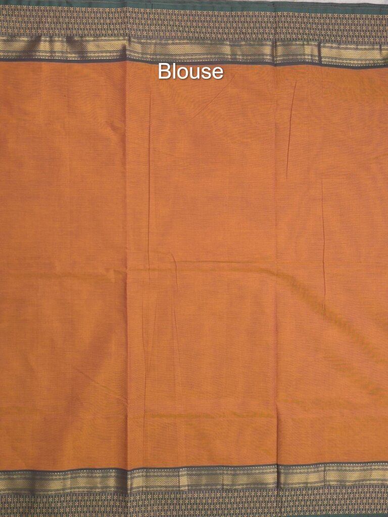 Kanchi cotton saree allover motifs with contrast border and attached self blouse