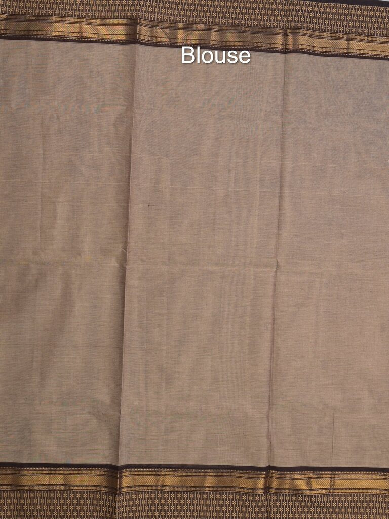 Kanchi cotton saree allover motifs with contrast border and attached self blouse