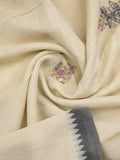 Lenin tissue embroidered fancy saree in cream color with embroidery pallu and matching blouse