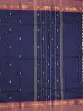 Kanchi cotton saree allover motifs with contrast border and attached self blouse
