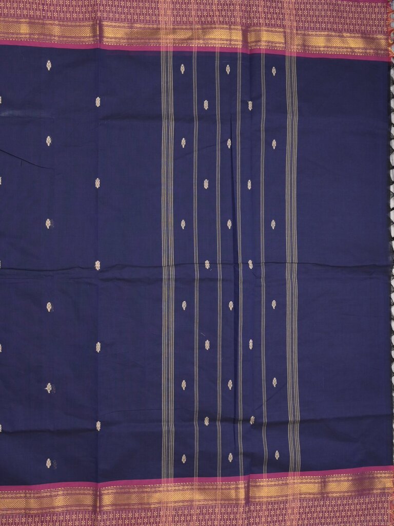 Kanchi cotton saree allover motifs with contrast border and attached self blouse