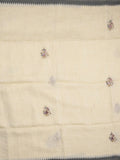 Lenin tissue embroidered fancy saree in cream color with embroidery pallu and matching blouse