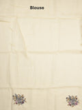Lenin tissue embroidered fancy saree in cream color with embroidery pallu and matching blouse