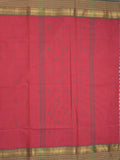Kanchi cotton saree allover motifs with contrast border and attached self blouse