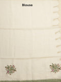 Lenin tissue embroidered fancy saree in cream color with embroidery pallu and matching blouse